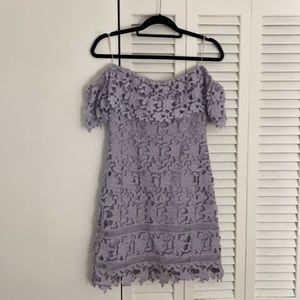 ASTR lace off the shoulder mini dress